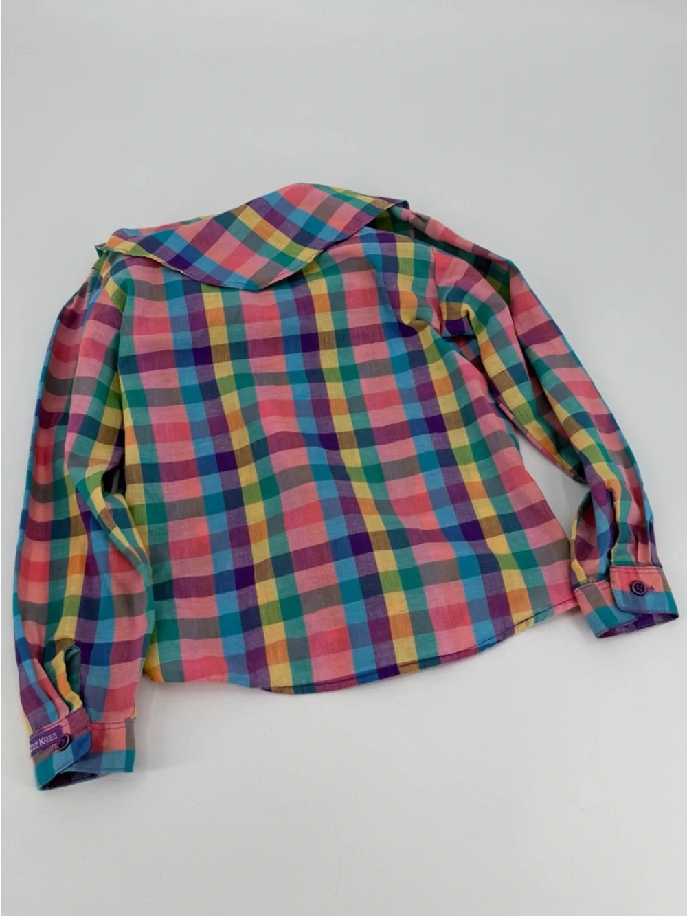Vintage Oshkosh Tie Neck Button Up Blouse Top Girls Kids